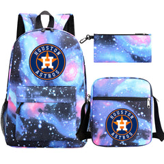 Houston Astros Baseball School Backpack Shoulder Bag Pencil Bags 3pcs Set