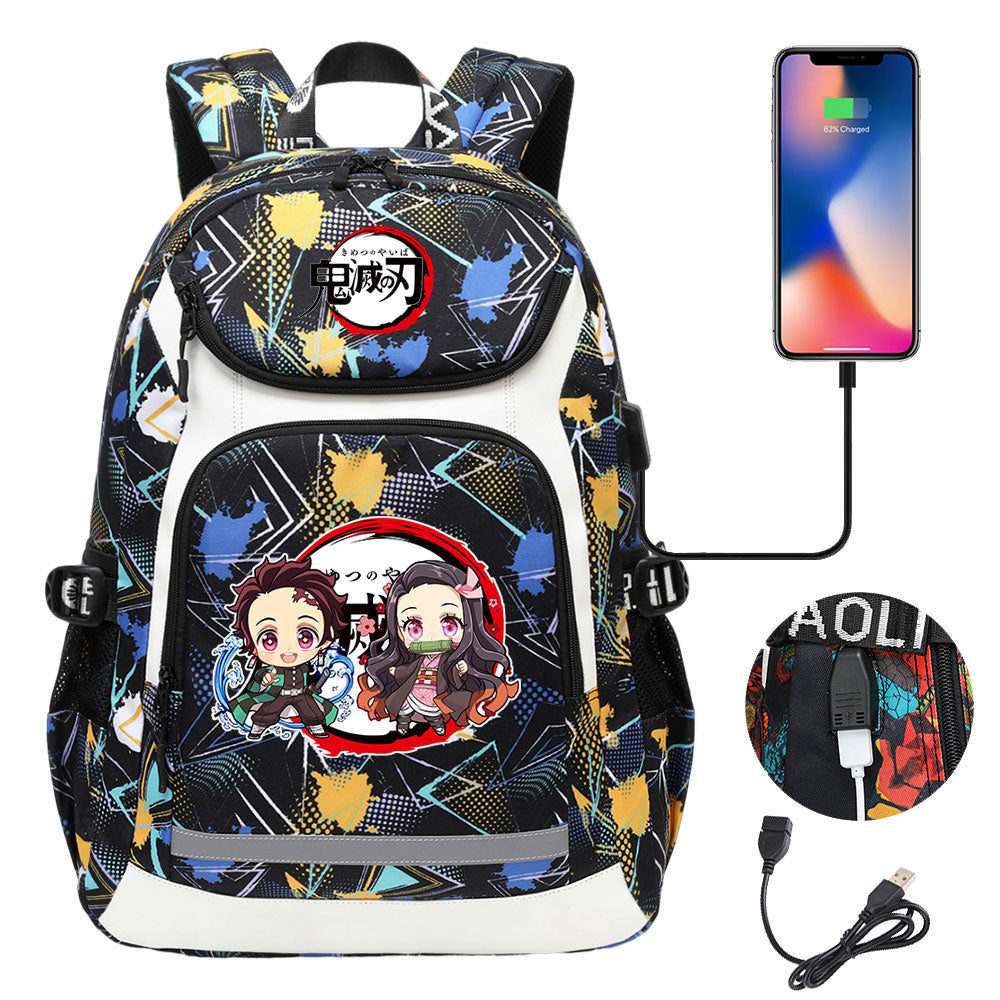 Demon Slayer Kimetsu No Yaiba Backpack School Notebook Travel Bags With USB