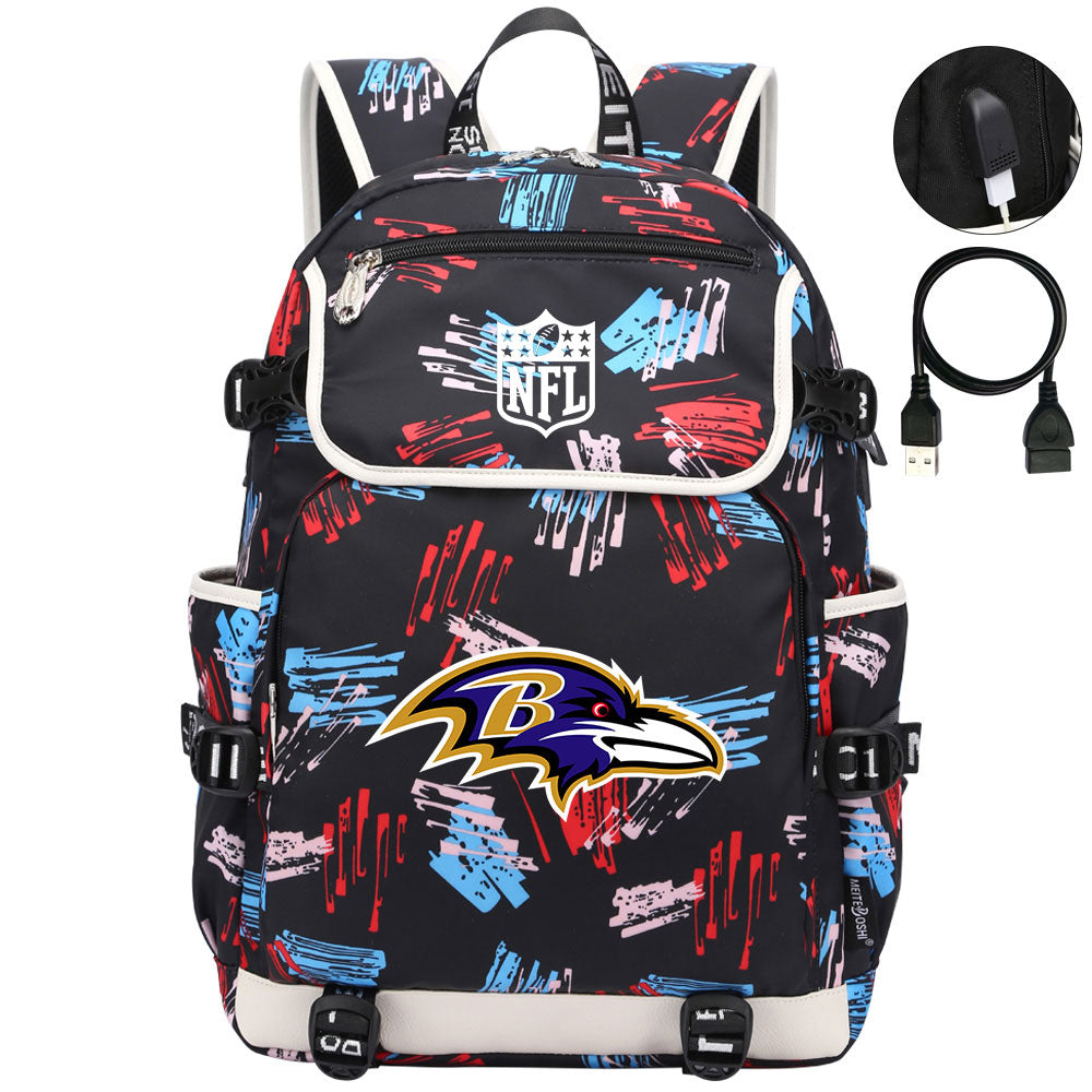 Baltimore Ravens Football Team Rugby Backpack School Notebook Travel Bag