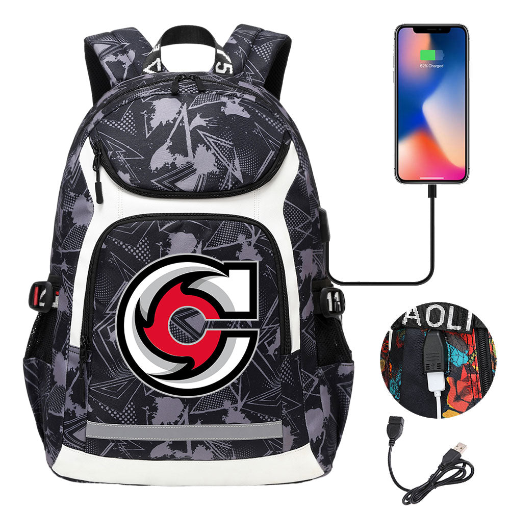 Cincinnati Cyclones Hockey Backpack School Notebook Travel Bags With USB