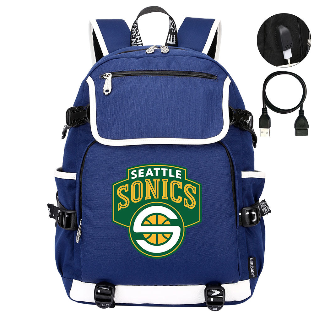 Seattle SuperSonics Backpack School Notebook Travel Bags