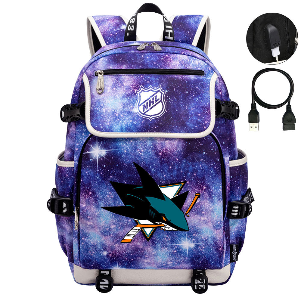 San Jose Sharks Hockey League Backpack School Notebook Travel Bag