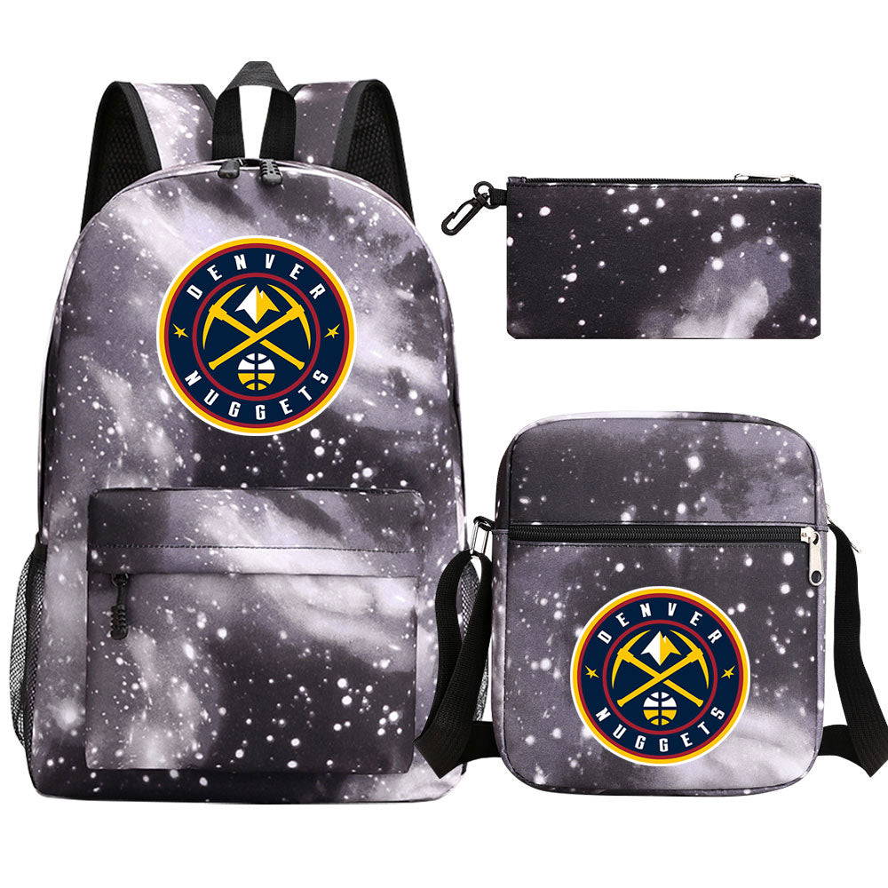 Denver Nuggets Basketball School Backpack Shoulder Bag Pencil Bags 3pcs Set