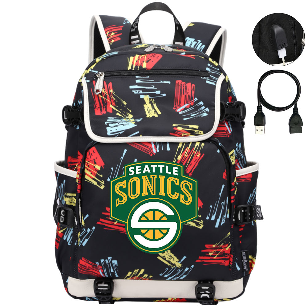 Seattle SuperSonics Backpack School Notebook Travel Bags