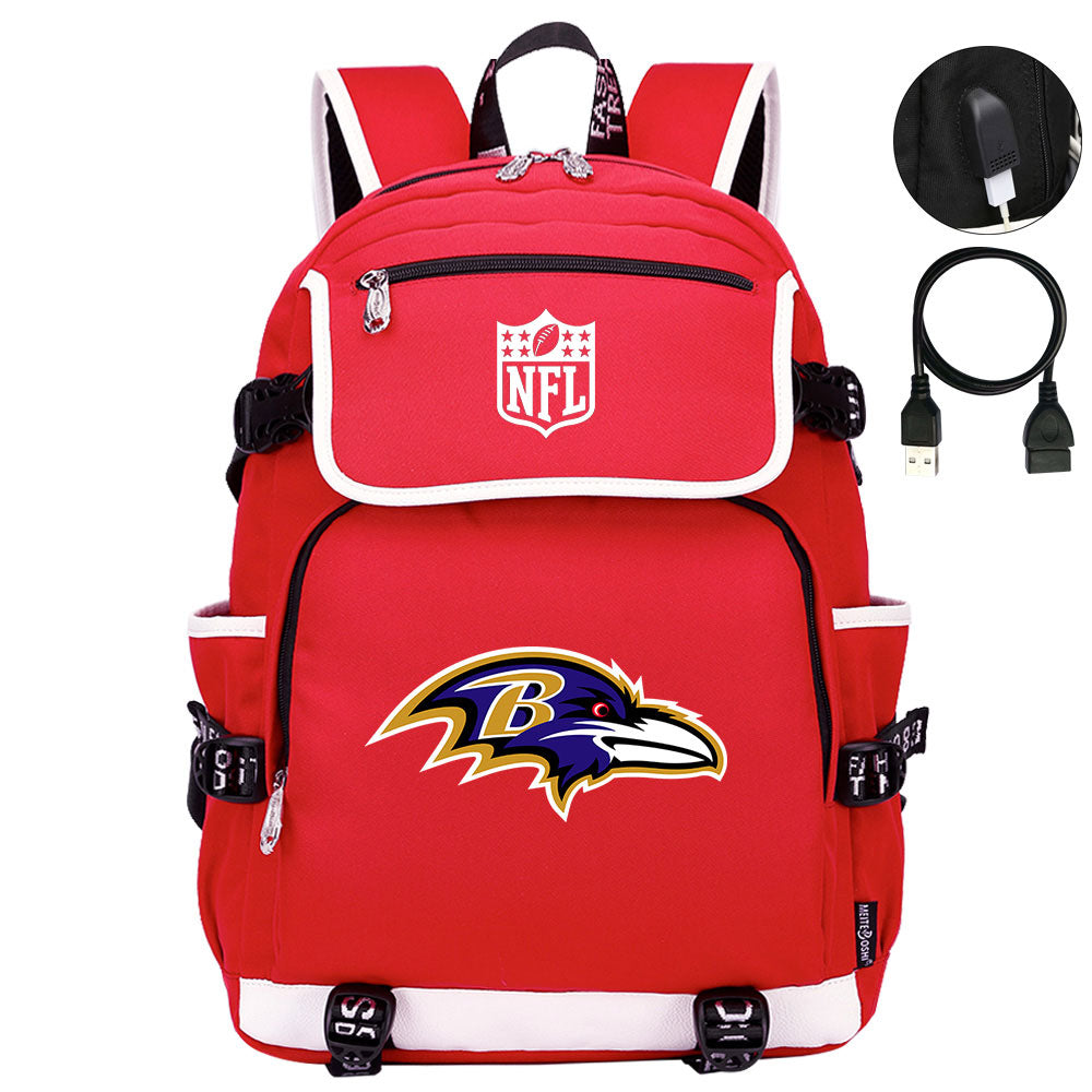 Baltimore Ravens Football Team Rugby Backpack School Notebook Travel Bag
