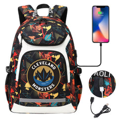 Cleveland Monsters Hockey Backpack School Notebook Travel Bags With USB