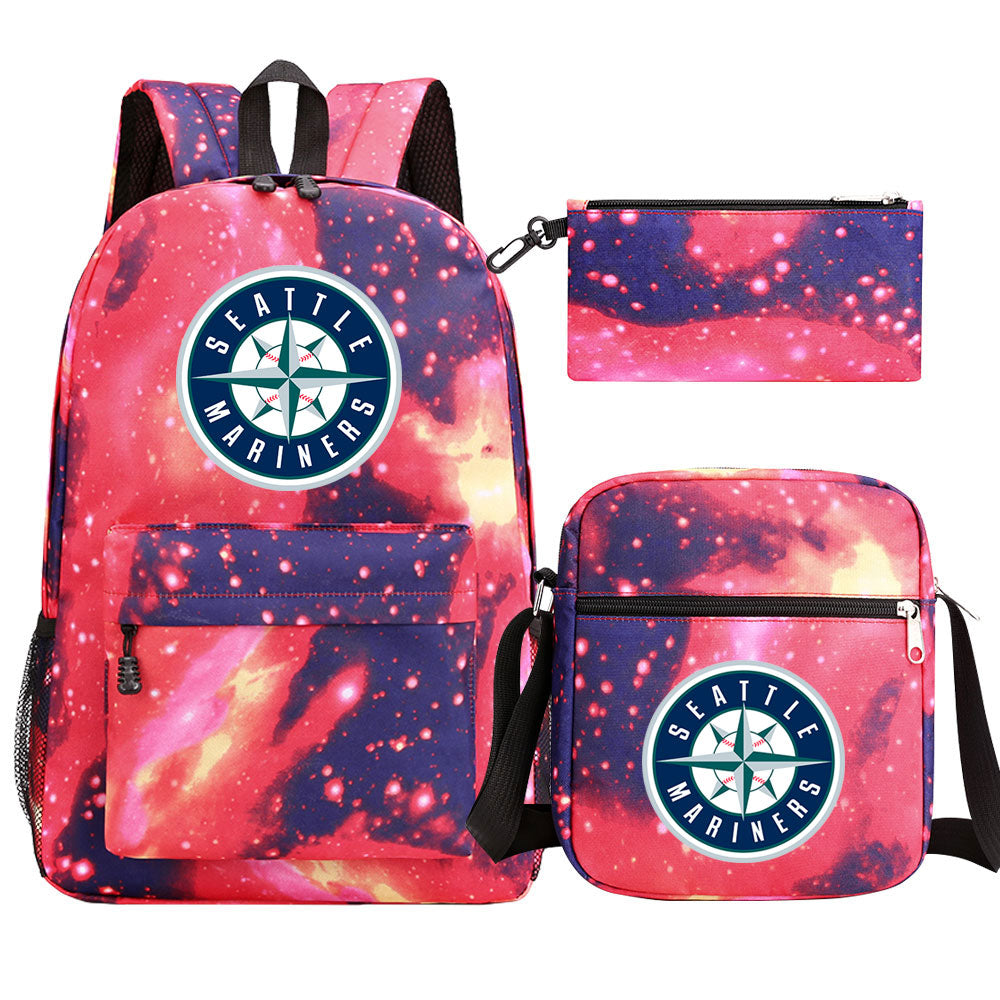 Seattle Mariners Baseball School Backpack Shoulder Bag Pencil Bags 3pcs Set
