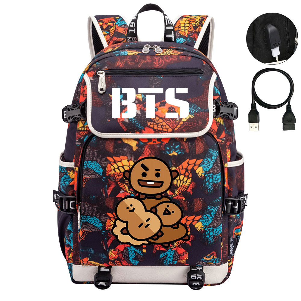 BTS Shooky Backpack School Notebook Travel Bags