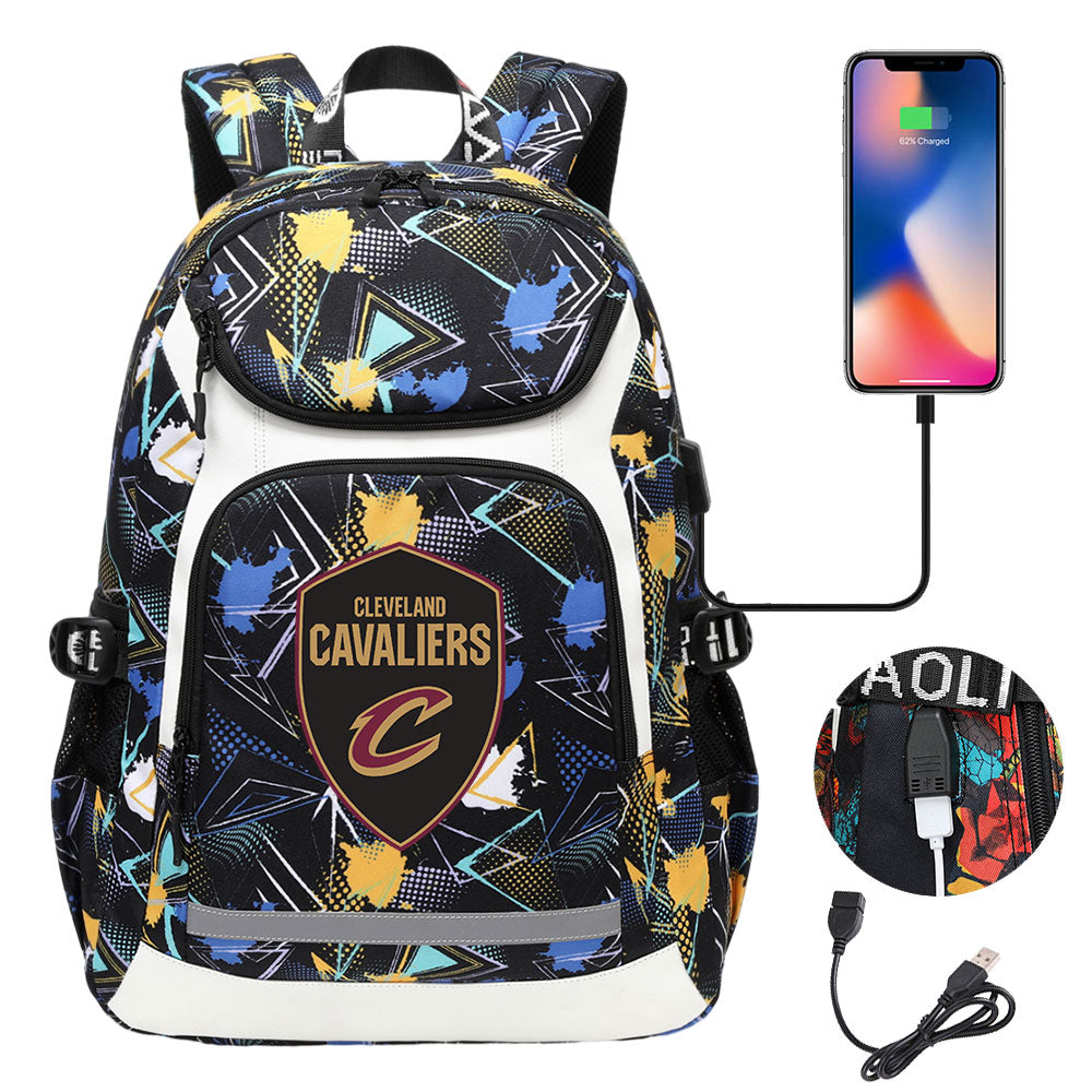 Cleveland Cavaliers Backpack School Notebook Travel Bags With USB