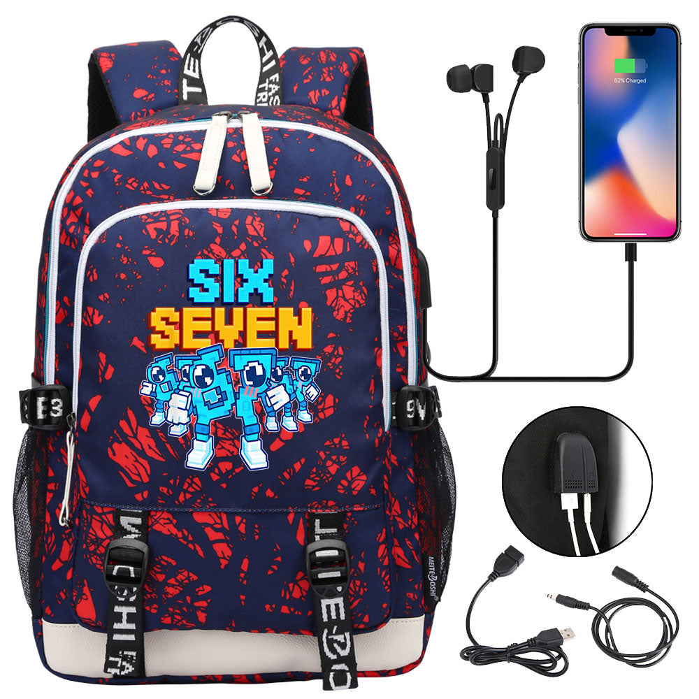 Steal a Brainrot 67 USB Charging Backpack School Note Book Laptop Travel Bags