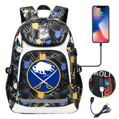 Buffalo Sabres Hockey League Backpack School Notebook Travel Bags With USB