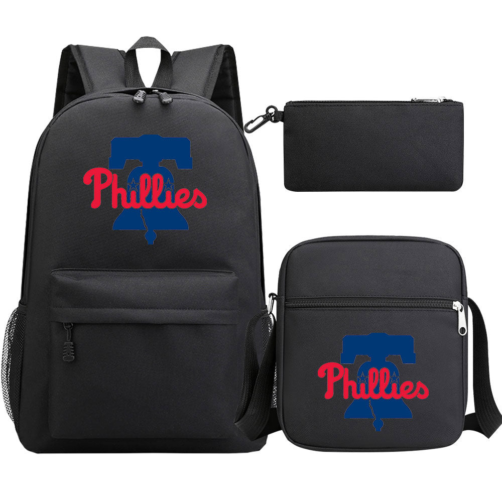 Philadelphia Phillies Baseball School Backpack Shoulder Bag Pencil Bags 3pcs Set