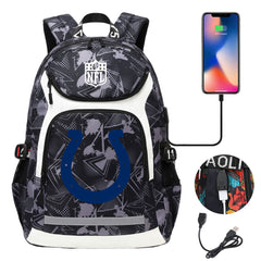 Indianapolis Colts Football Rugby Backpack School Notebook Travel Bags With USB