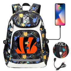 Cincinnati Bengals Football Rugby Backpack School Notebook Travel Bags With USB