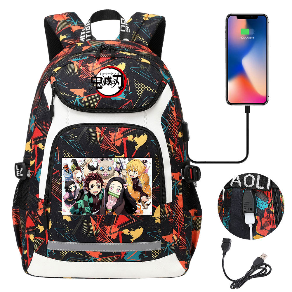 Demon Slayer Kimetsu No Yaiba Backpack School Notebook Travel Bags With USB