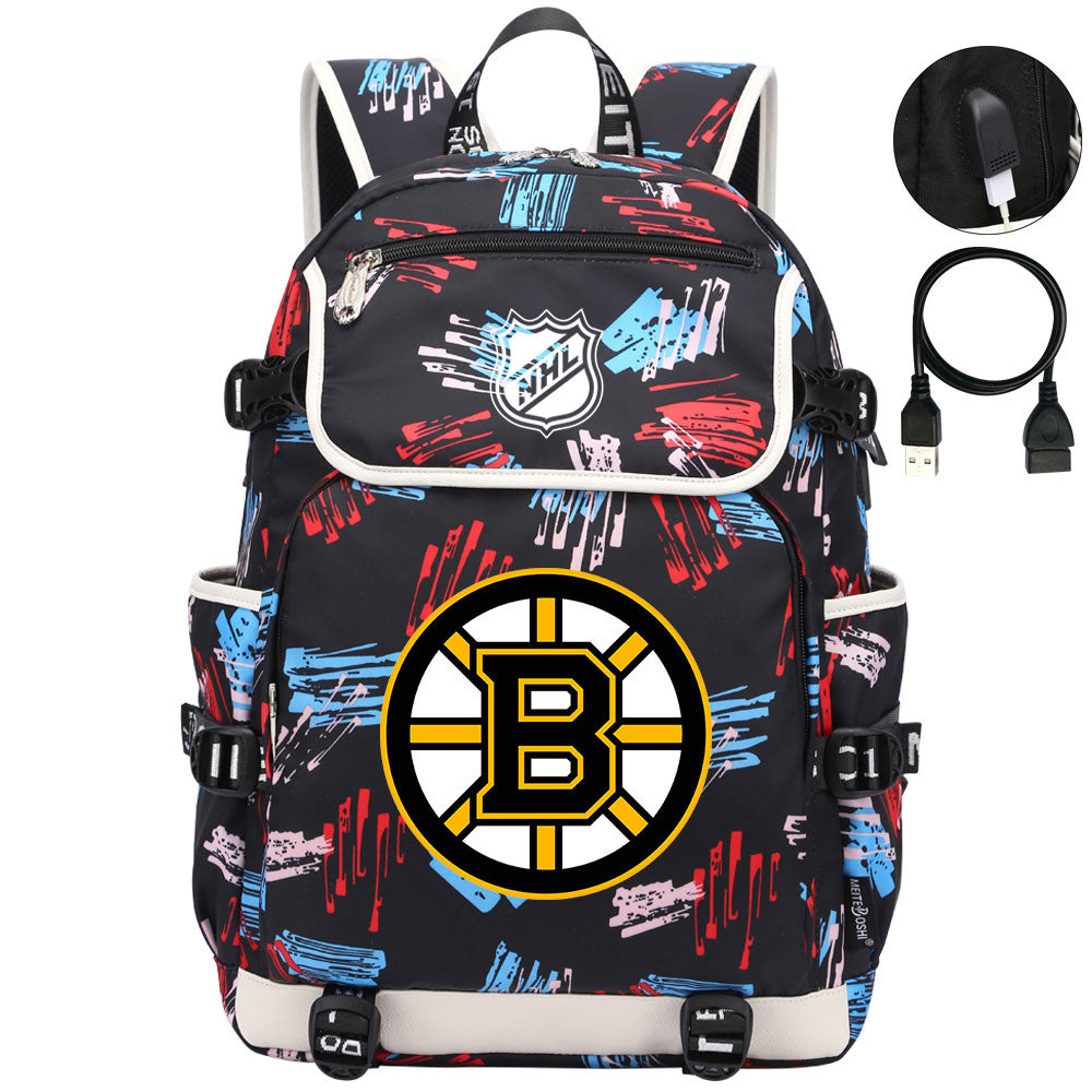 Boston Bruins Hockey League Backpack School Notebook Travel Bags
