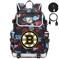 Boston Bruins Hockey League Backpack School Notebook Travel Bags