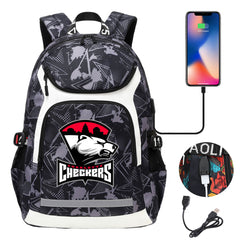 Charlotte Checkers Hockey Backpack School Notebook Travel Bags With USB