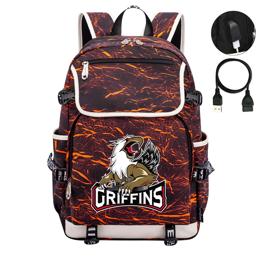 Grand Rapids Griffins Hockey League Backpack School Notebook Travel Bag