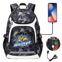 Toledo Walleye Backpack School Notebook Travel Bags With USB