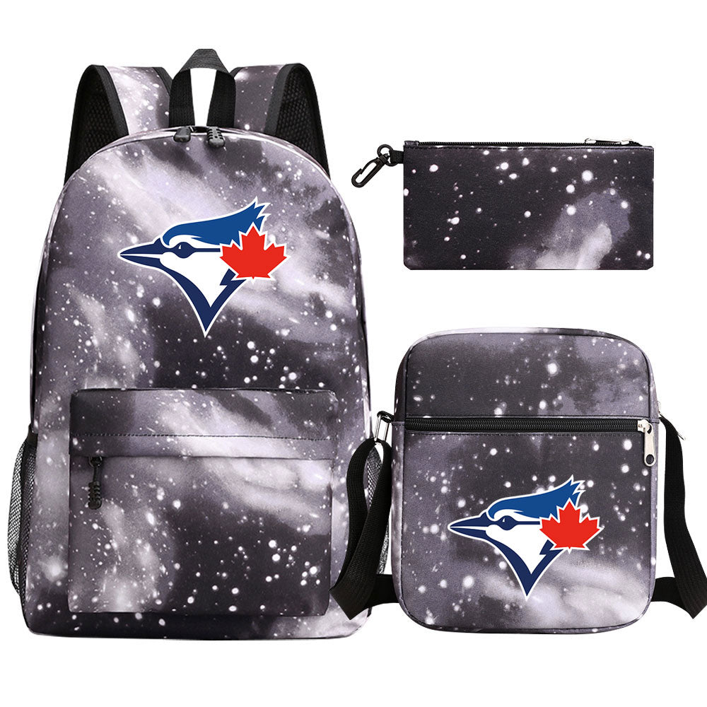 Toronto Blue Jays Baseball School Backpack Shoulder Bag Pencil Bags 3pcs Set