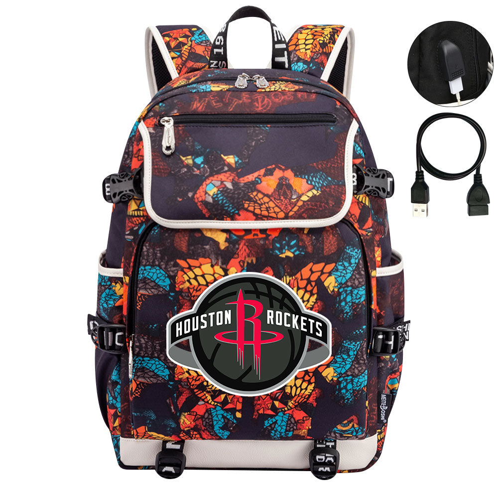 Houston Rockets Backpack School Notebook Travel Bags