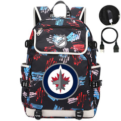 Winnipeg Jets Hockey League Backpack School Notebook Travel Bag