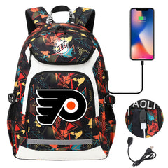 Philadelphia Flyers Hockey League Backpack School Notebook Travel Bags With USB
