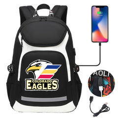 Colorado Eagles Hockey Backpack School Notebook Travel Bags With USB