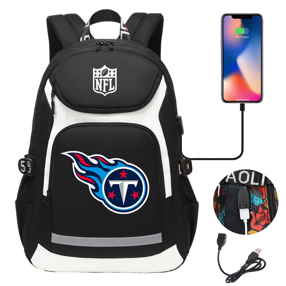 Tennessee Titans Football Rugby Backpack School Notebook Travel Bags With USB