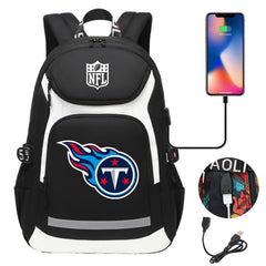 Tennessee Titans Football Rugby Backpack School Notebook Travel Bags With USB