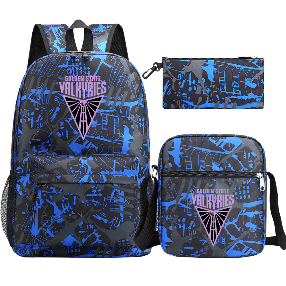 Golden State Valkyries Basketball School Backpack Shoulder Bag Pencil Bags 3pcs Set