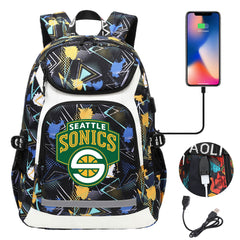 Seattle SuperSonics Backpack School Notebook Travel Bags With USB