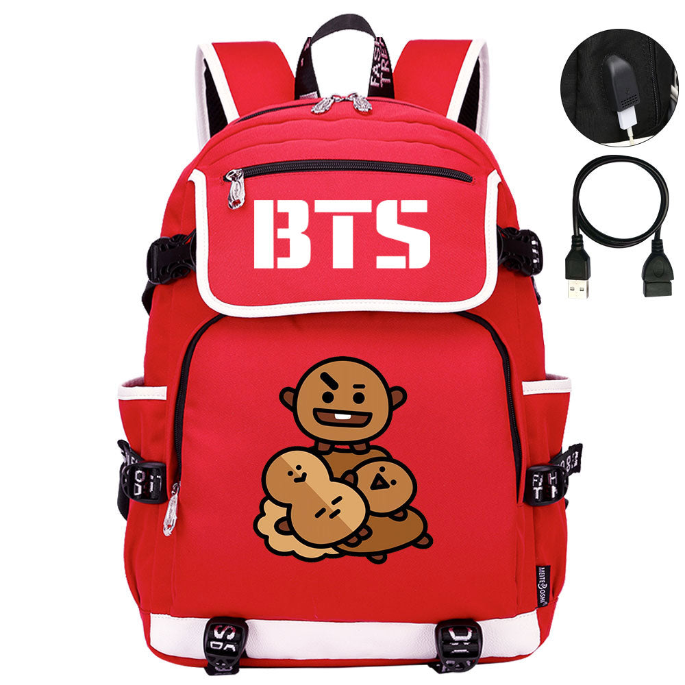 BTS Shooky Backpack School Notebook Travel Bags