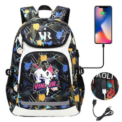 Vinicius Junior FC Backpack School Notebook Travel Bags With USB