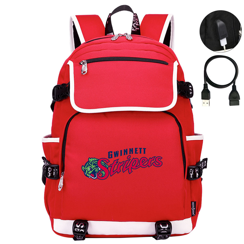 Gwinnett Stripers Backpack School Notebook Travel Bags