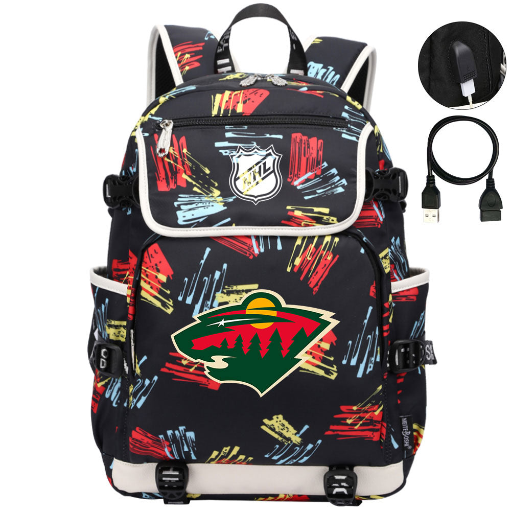 Minnesota Wild Hockey League Backpack School Notebook Travel Bag