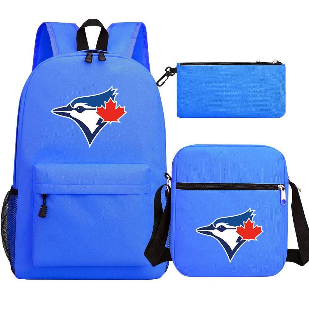 Toronto Blue Jays Baseball School Backpack Shoulder Bag Pencil Bags 3pcs Set