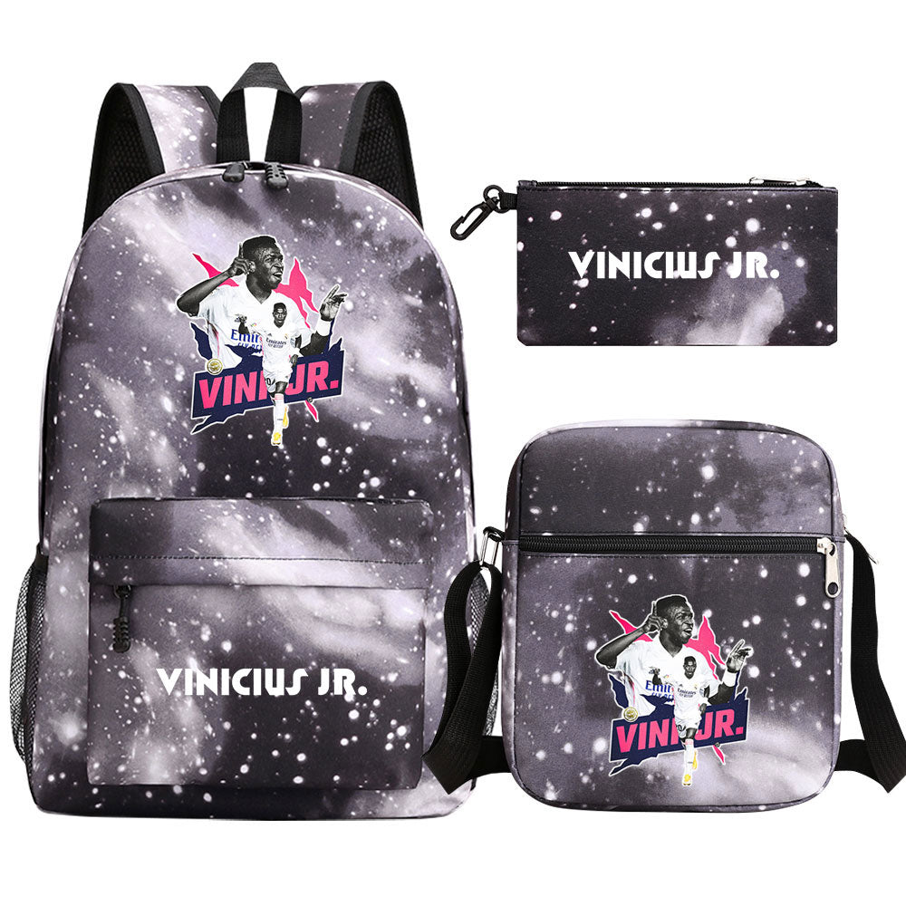 Vinicius Junior Football Player School Backpack Shoulder Bag Pencil Bags 3pcs Set