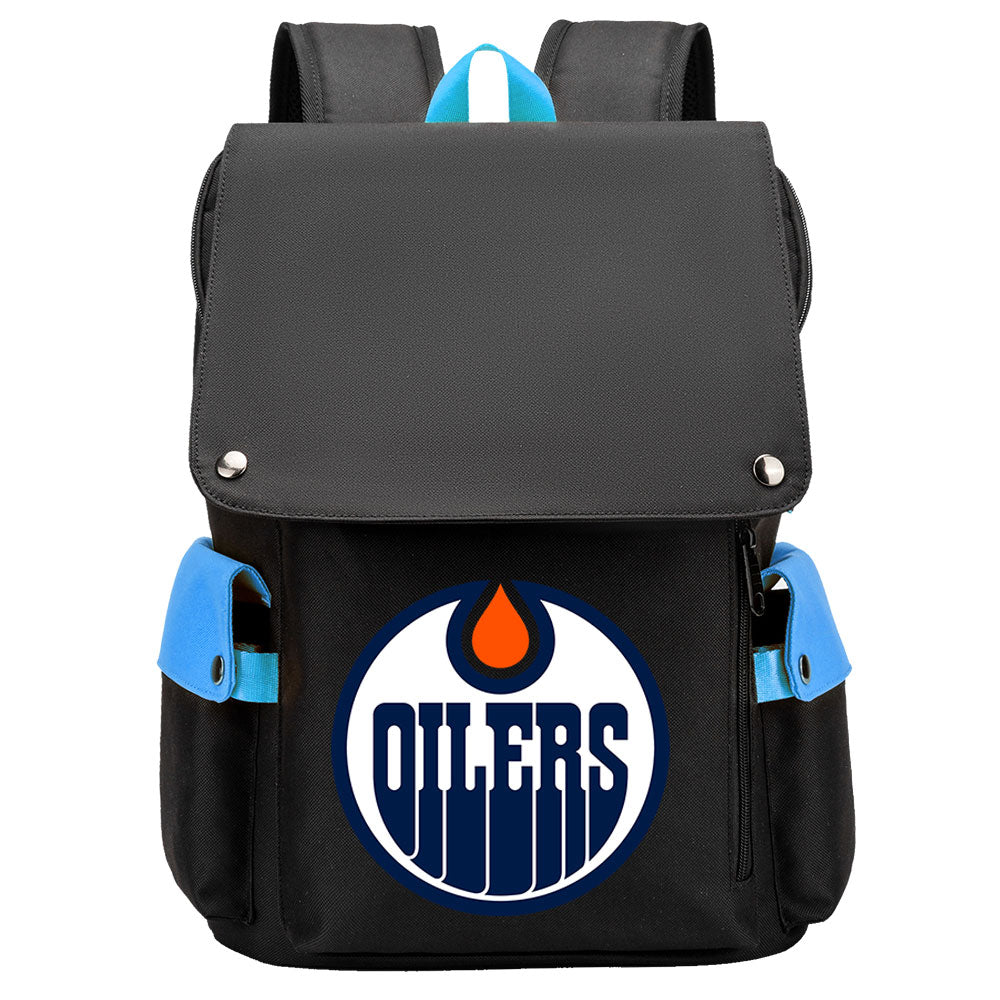 Edmonton Oilers Hockey Team School Backpack Oxford Laptop Bag