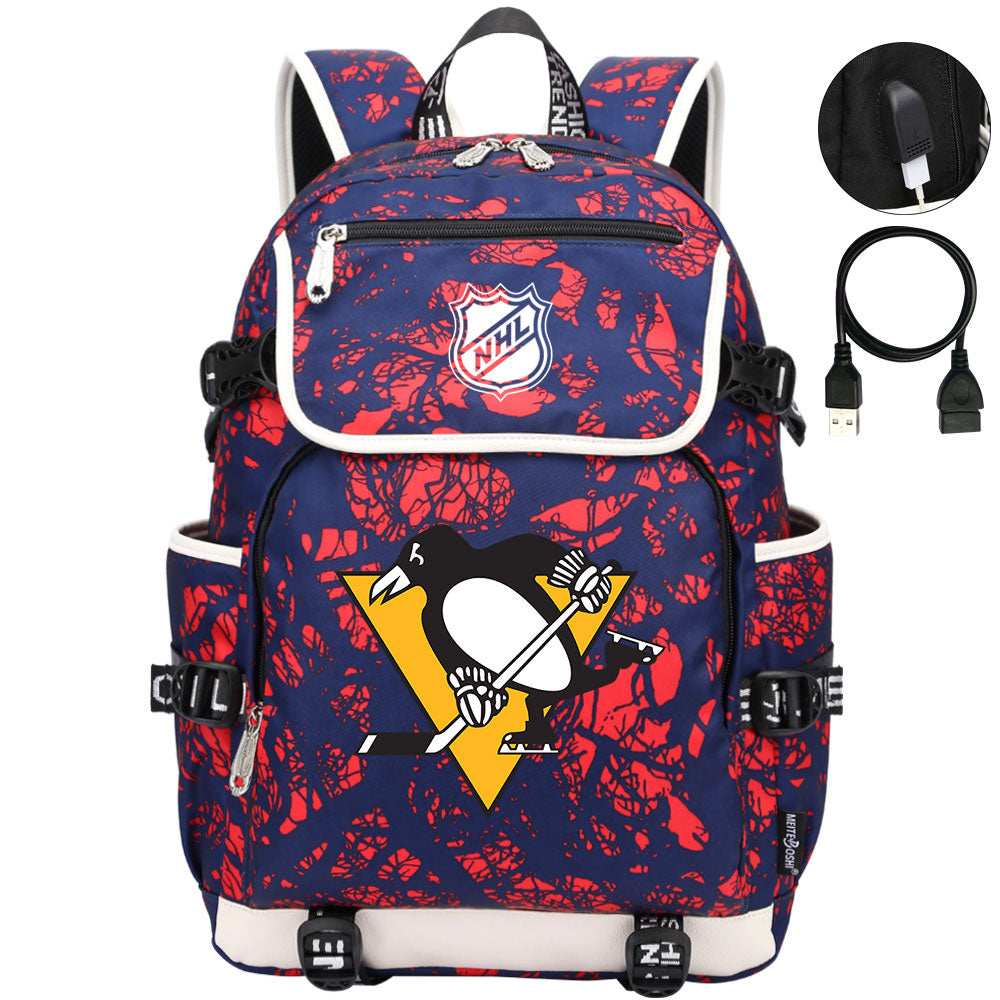 Pittsburgh Penguins Hockey League Backpack School Notebook Travel Bag