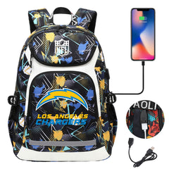 Los Angeles Chargers Football Rugby Backpack School Notebook Travel Bags With USB