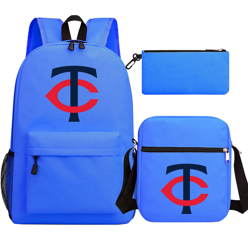 Minnesota Twins Baseball School Backpack Shoulder Bag Pencil Bags 3pcs Set