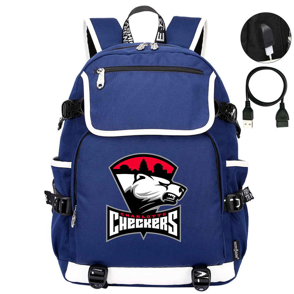 Charlotte Checkers Hockey League Backpack School Notebook Travel Bag