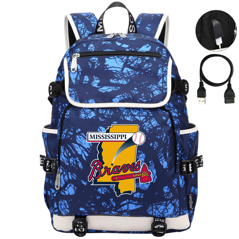 Mississippi Braves Backpack School Notebook Travel Bags