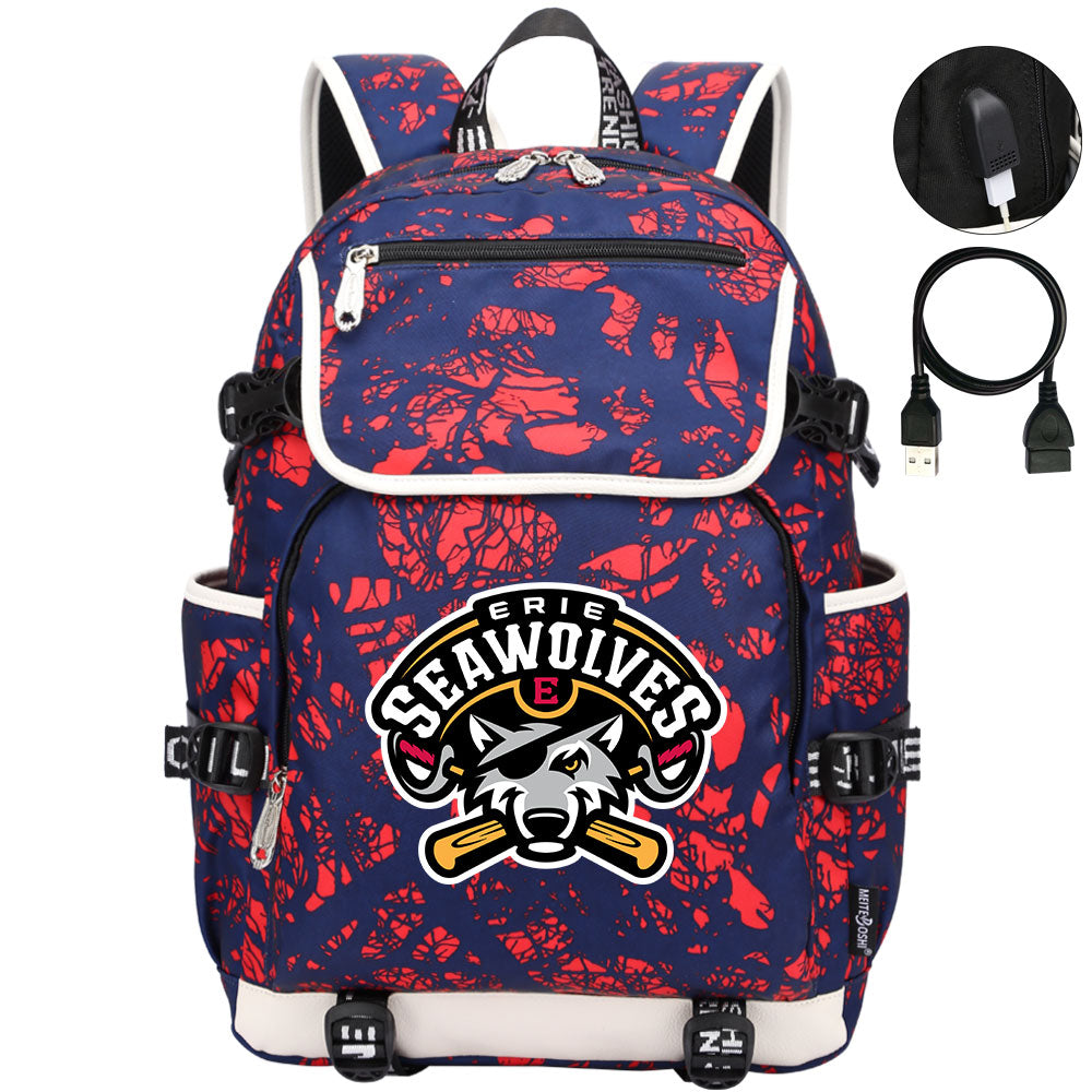 Erie SeaWolves Backpack School Notebook Travel Bags