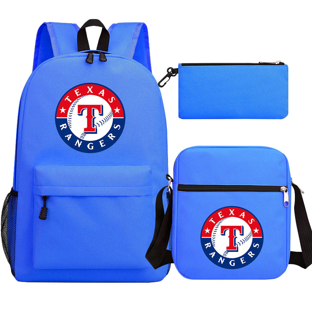 Texas Rangers Baseball School Backpack Shoulder Bag Pencil Bags 3pcs Set