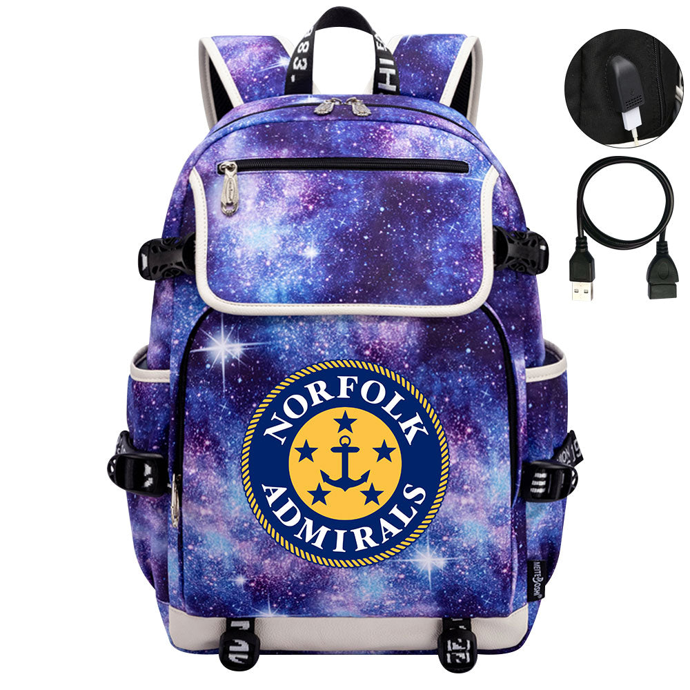 Norfolk Admirals Hockey League Backpack School Notebook Travel Bag