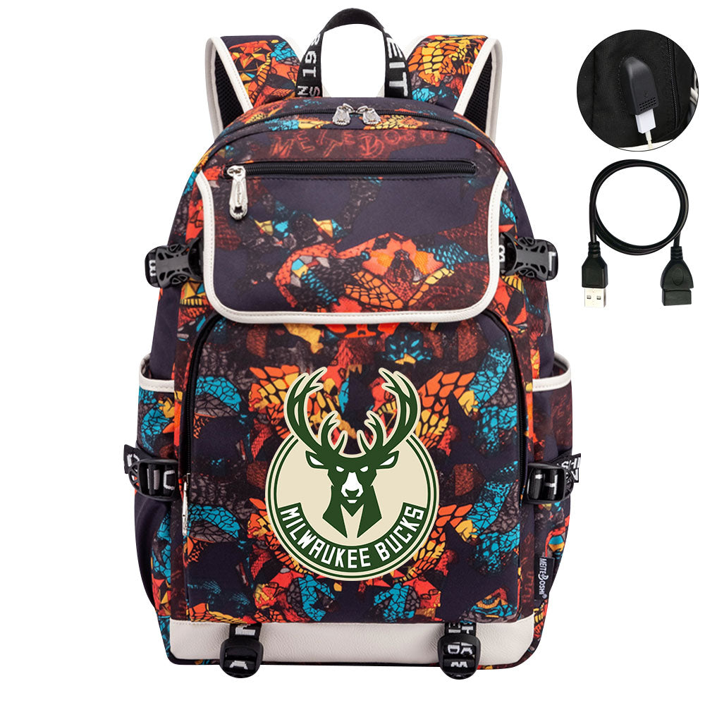 Milwaukee Bucks Backpack School Notebook Travel Bags