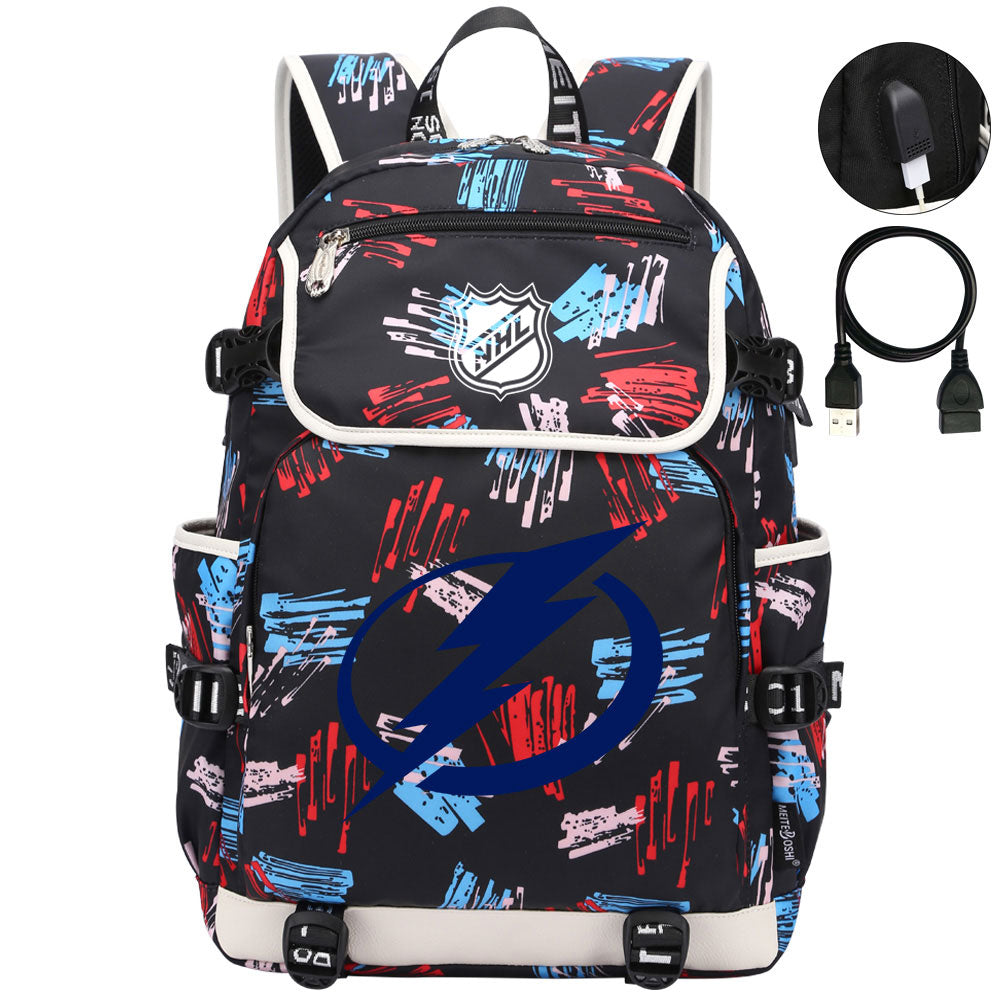 Tampa Bay Lightning Hockey League Backpack School Notebook Travel Bag
